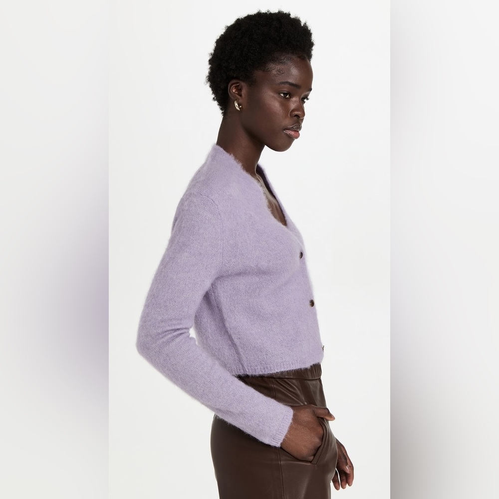 Vince Brushed Shrunk Cardigan in White Lilac Size Large